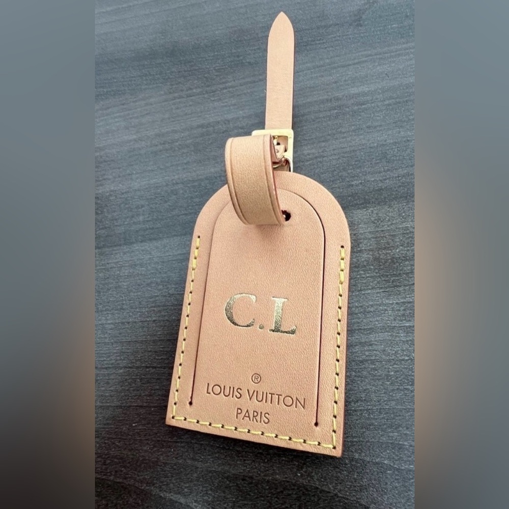 Authentic Louis Vuitton Luggage Tag/Bag Charm Vachetta Leather (Initials “CL”)